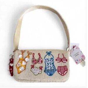 Bikini Swimsuit Beaded Shoulder Bag Handcrafted In India w Charm NWT
